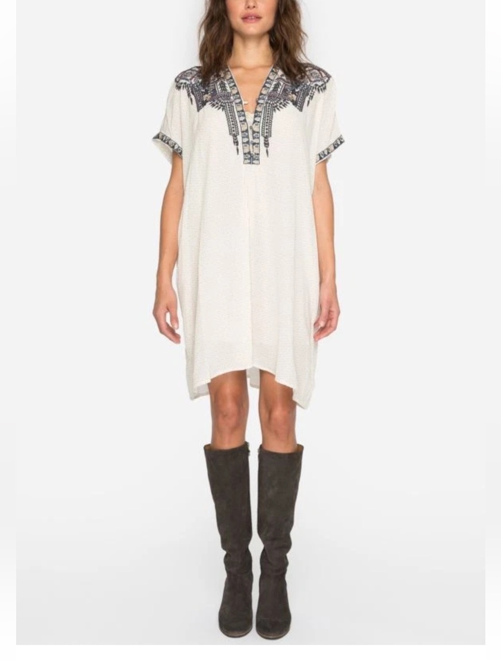 NWT Jonny Was Biya Wishmor Embroidered Tunic Kaftan White Size XL